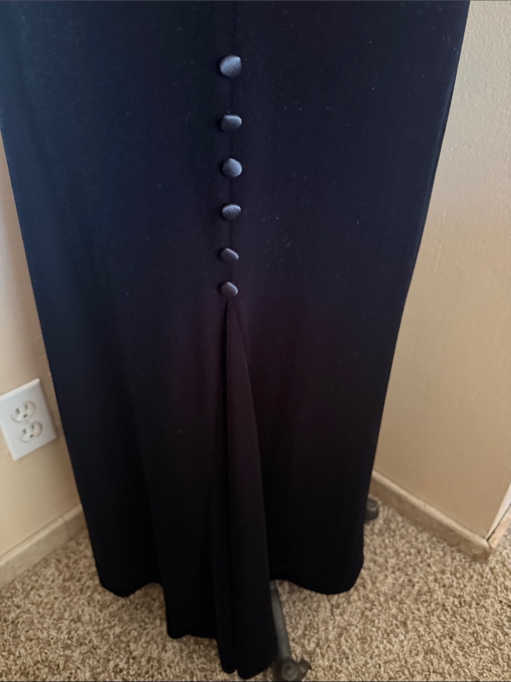 Vintage Alex Evenings Black Velvet Maxi Skirt Size 12 Button Front - Picture 4 of 4